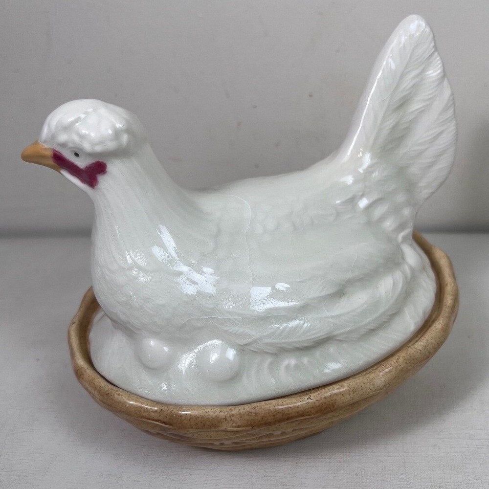 Hen‎ on Nest Egg Box Tureen Antique Staffordshire Chicken 19th Century Rare - Picture 9 of 16